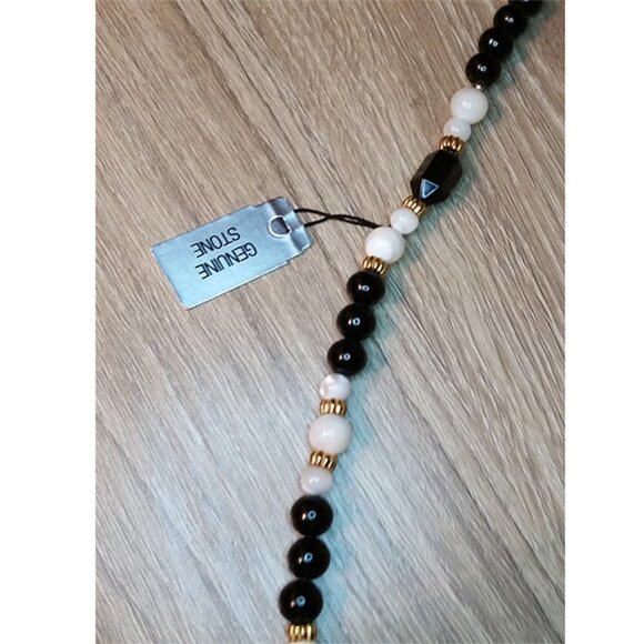 intage Mona So Natural Polished Stone Beaded Necklace New Old Stock Dressy Glam - Picture 2 of 5